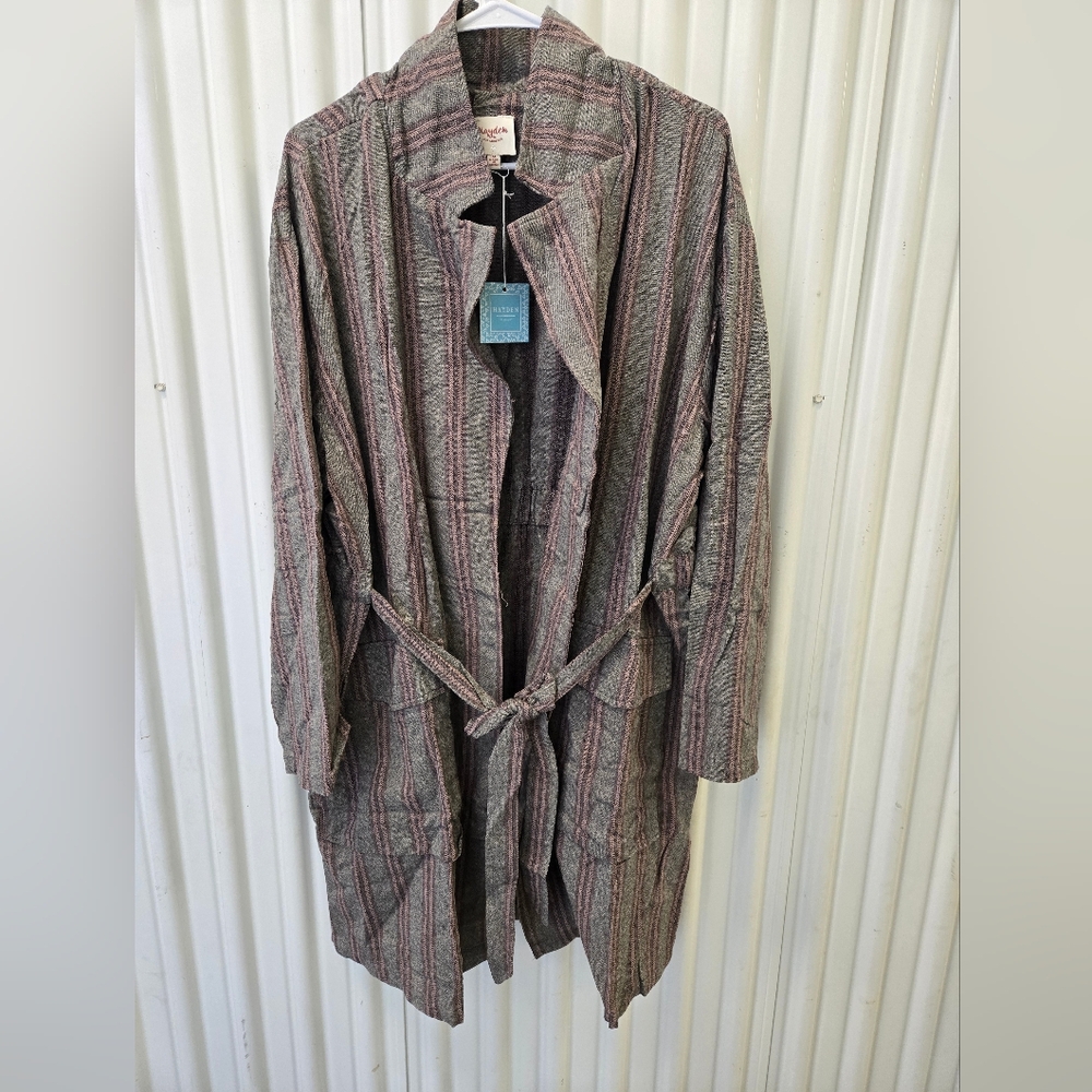 NWT Elegant Striped Trench Coat